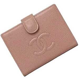 CHANEL Pink Caviar Leather Logo Wallet
